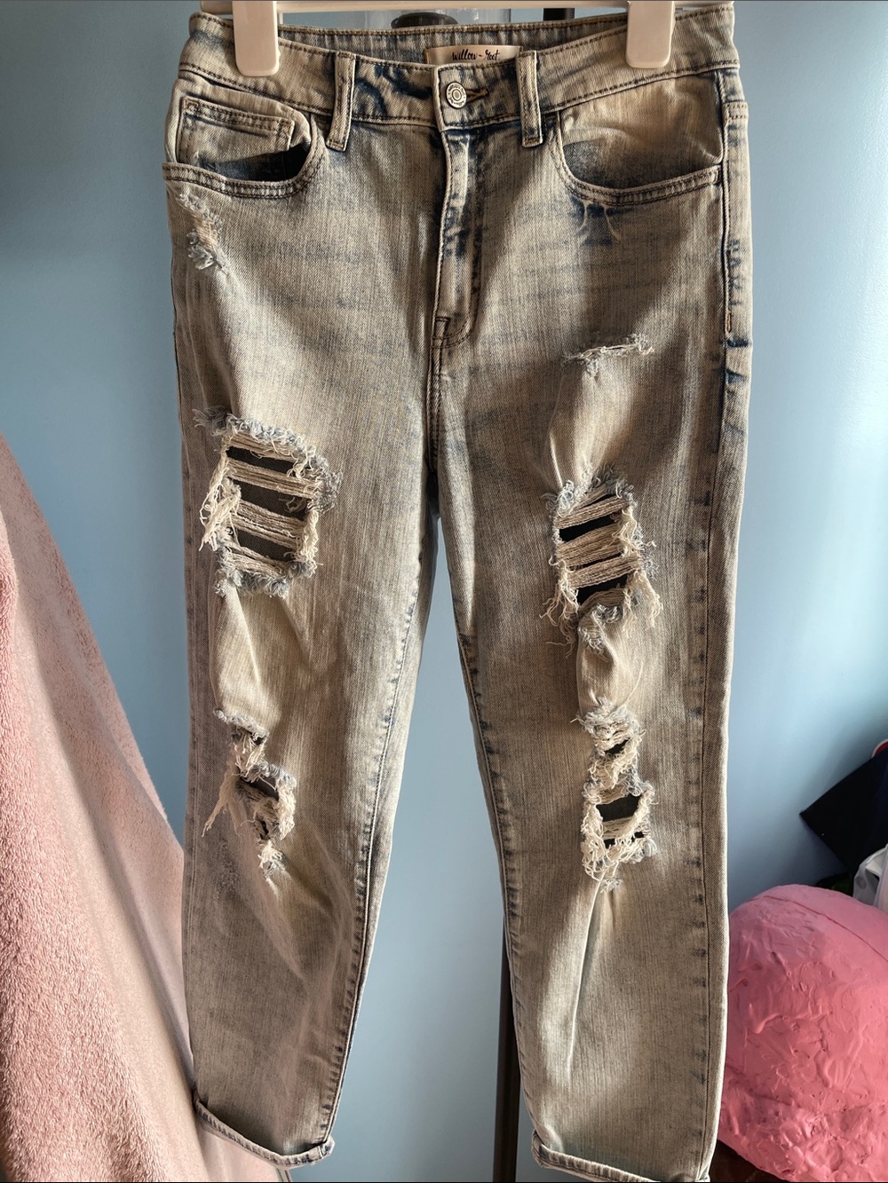 Ripped Ankle-Length Women's stonewashed Cropped Jeans